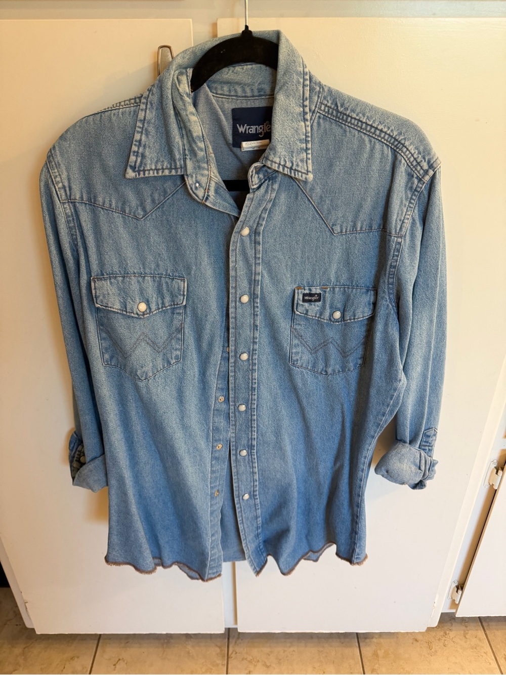 Wrangler Light Blue Denim Western Button-Down Shirt